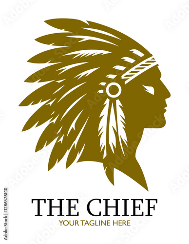 silhouette logo of chief of american indian tribe (artwork 2)