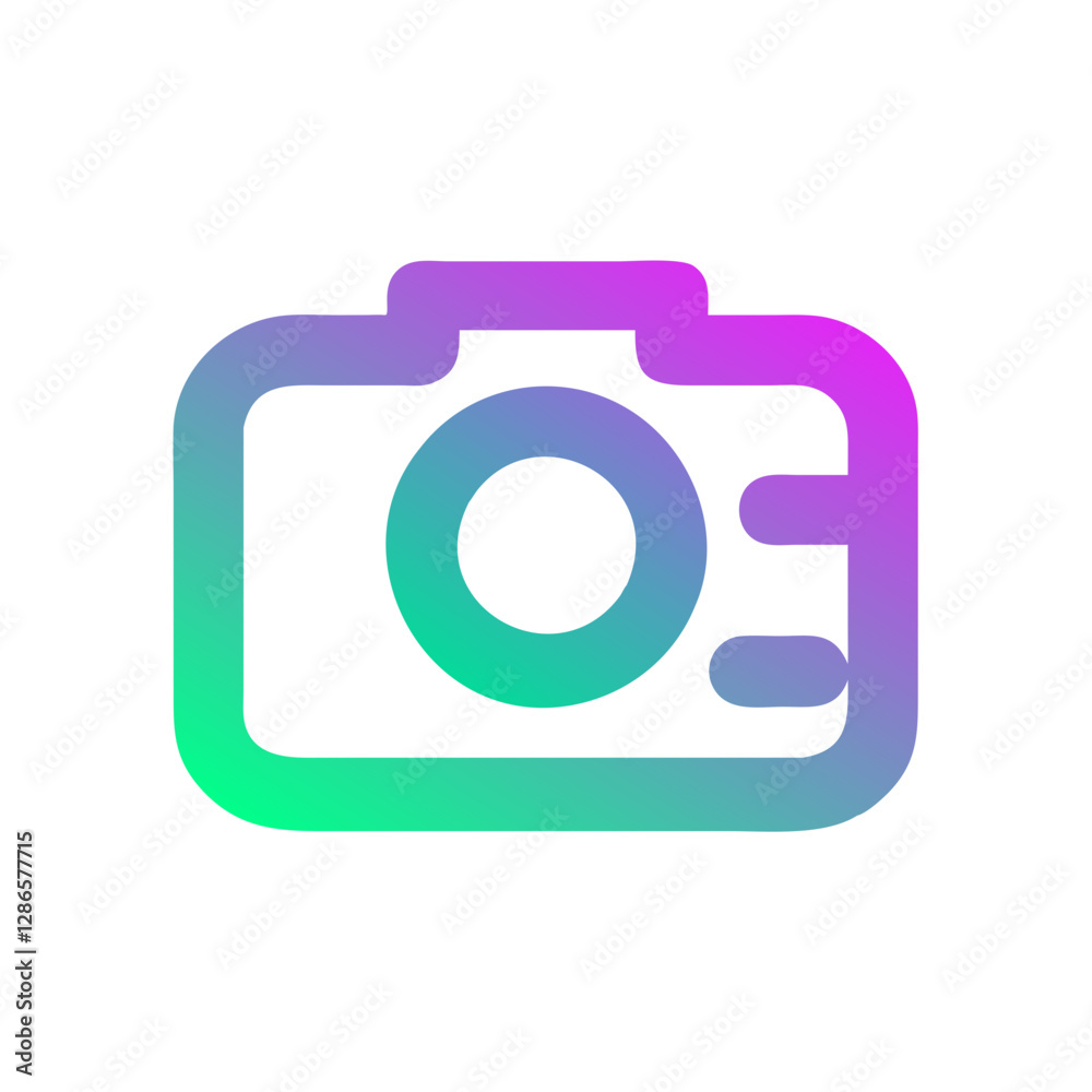 Colorful camera illustration on white background, photography concept