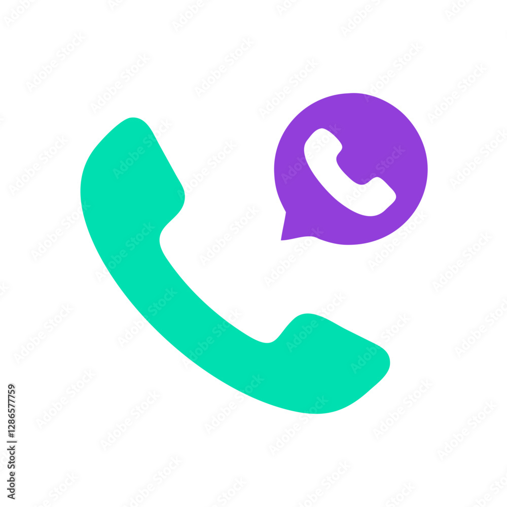 Viber phone call icon with messaging bubble, communication concept Viber phone call icon with messaging bubble, communication concept