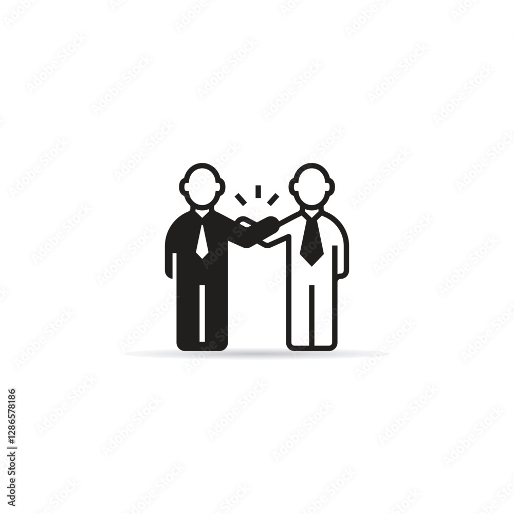 businessman collaboration icon with shadow on white background