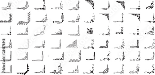 Corner vector icon set. frame illustration sign collection. vintage symbol.