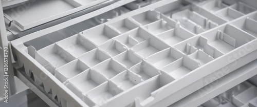 White storage trays with dividers, versatile organization solution, separate, sizing., versatile, arrangement, multifunctional