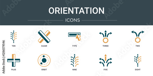 set of 10 outline web orientation icons such as ten, clear, type, three, two, plus, orbit vector icons for report, presentation, diagram, web design, mobile app