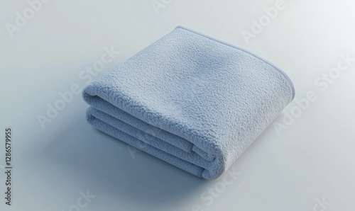 Folded white towel on white background, ideal for hygiene or spa concepts