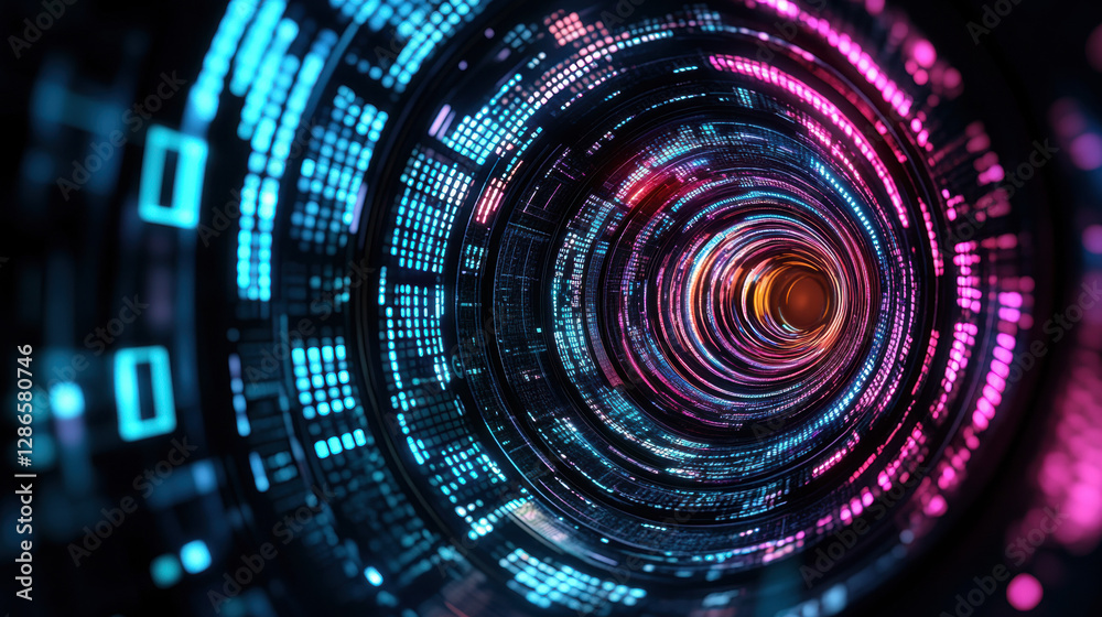 Wireless, Vibrant digital tunnel with glowing blue and pink lights creating a futuristic atmosphere. Wireless, Vibrant digital tunnel with glowing blue and pink lights creating a futuristic atmosphere.
