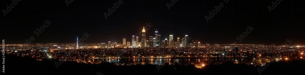 Obraz premium Golden Utah skyline, elegant black background, desert, premium quality, artwork