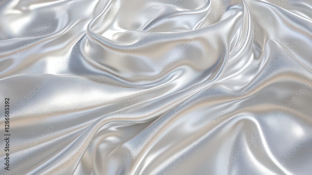 Fototapeta premium A close-up of white satin cloth with thin streaks and a glossy finish, reflecting light in various directions for a dynamic look.