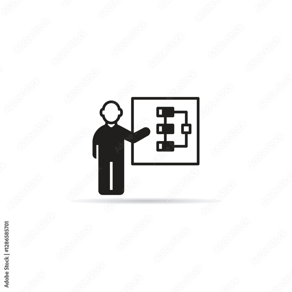 businessman presenting diagram icon vector illustration businessman presenting diagram icon vector illustration