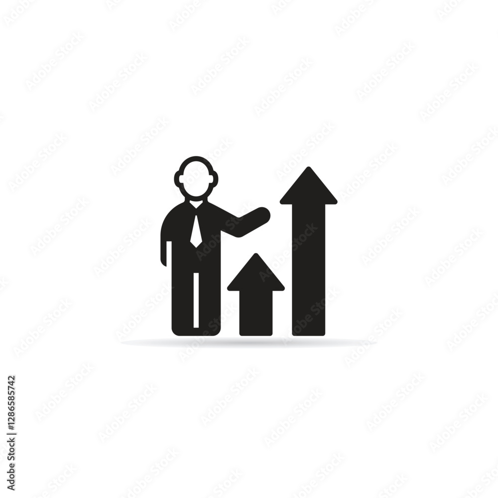 businessman and arrow chart icon vector illustration businessman and arrow chart icon vector illustration