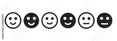 Social media reaction icon. Emoticons set. Emoji faces collection. Vector illustration eps 10