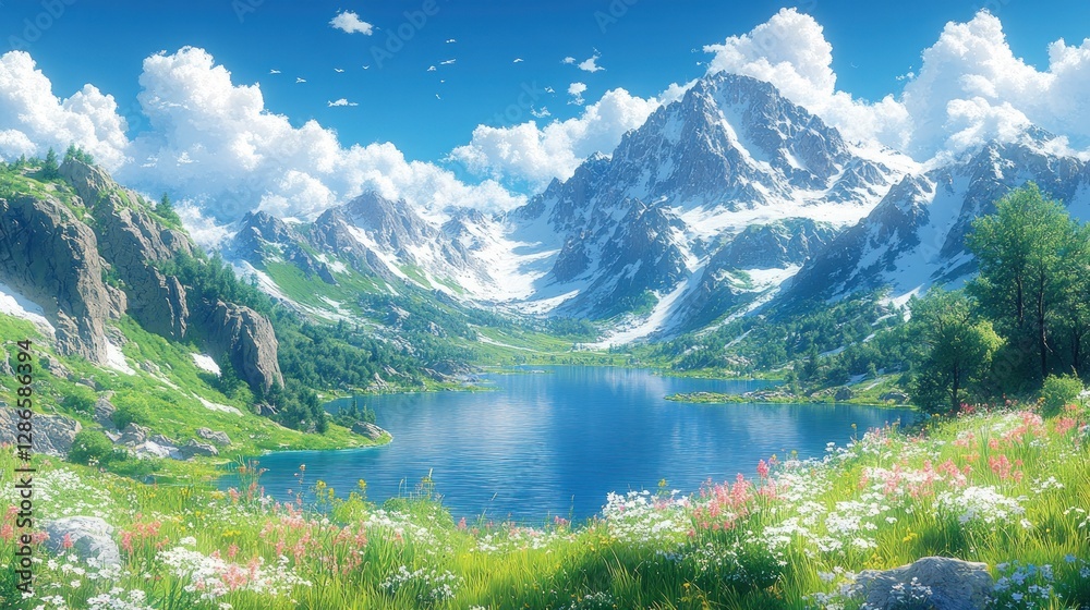 Fototapeta premium Alpine Lake Scenic View (2)