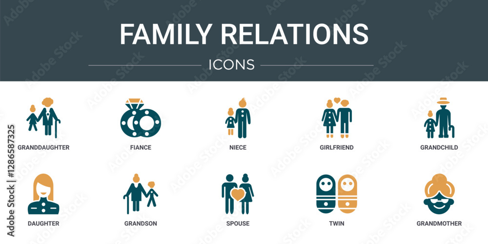 set of 10 outline web family relations icons such as granddaughter, fiance, niece, girlfriend, grandchild, daughter, grandson vector icons for report, presentation, diagram, web design, mobile app set of 10 outline web family relations icons such as granddaughter, fiance, niece, girlfriend, grandchild, daughter, grandson vector icons for report, presentation, diagram, web design, mobile app