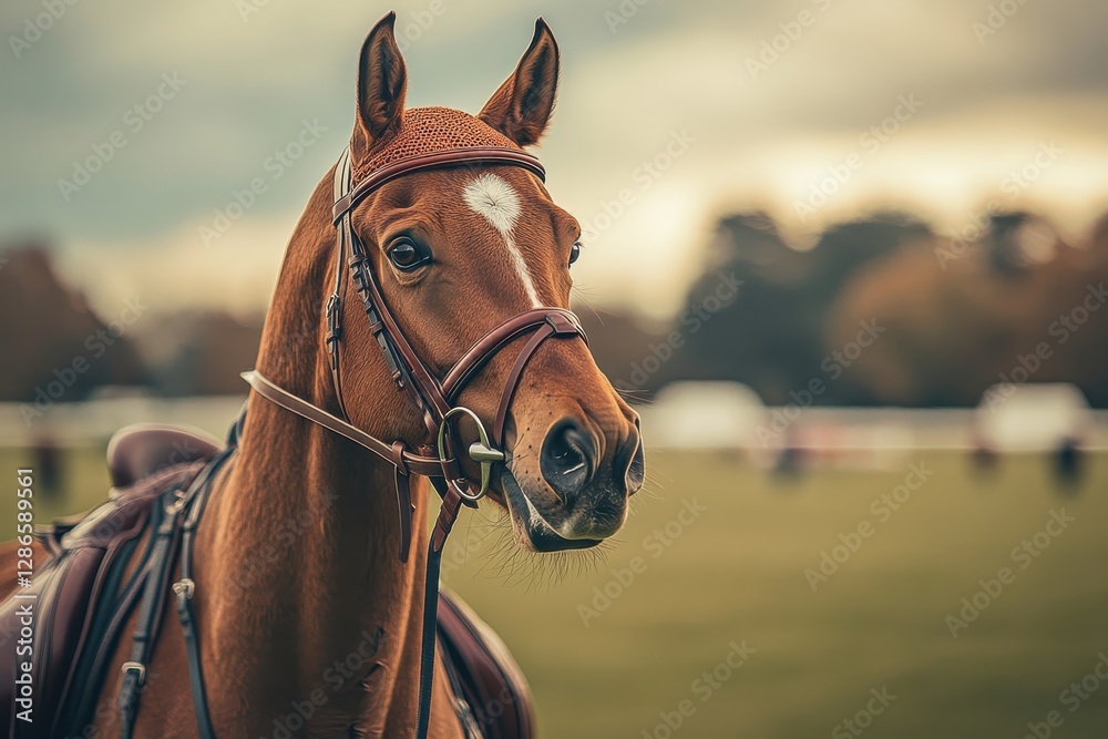 Obraz premium Close-Up Portrait of a Majestic Brown Horse with Gentle Expression in Natural Setting