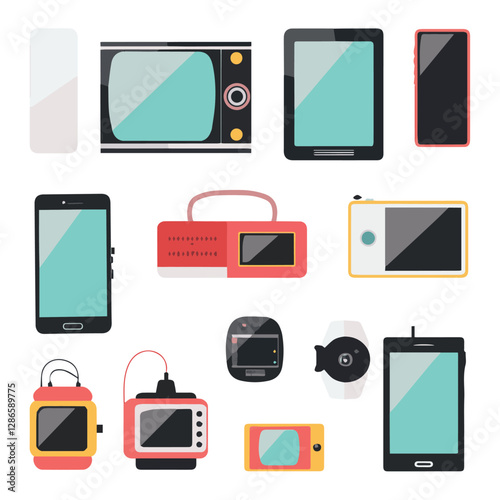 gadget, device, technology, background, modern, digital, vector, 3d, illustration, phone, electronic, mobile, headphones, wireless, equipment, headphone, headset, computer, design, object, hardware, s
