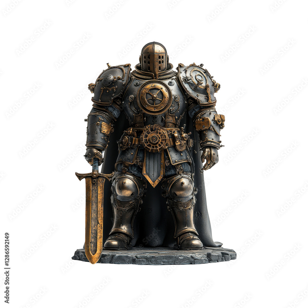 Fototapeta premium Steampunk Knight Figurine A Masterpiece of Mechanical Fantasy