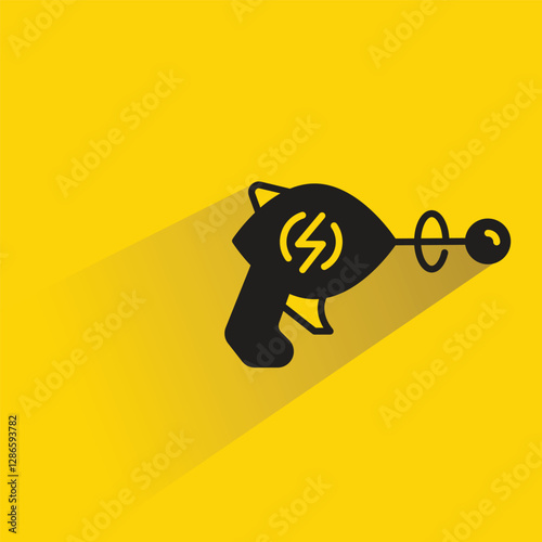futuristic blaster gun on yellow background