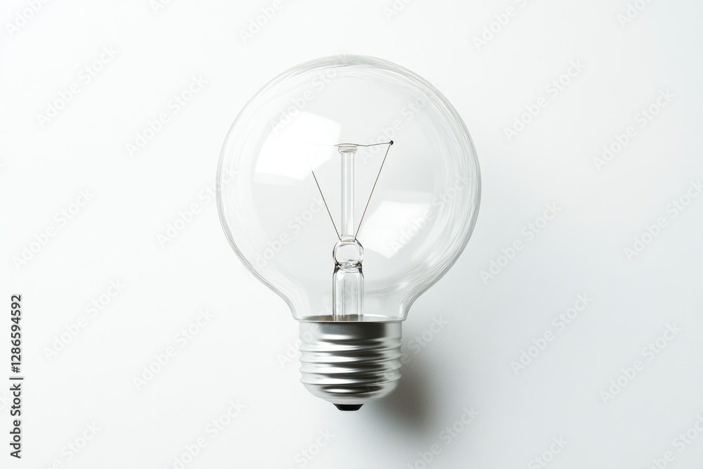 A clear glass light bulb with a silver base against a white background, symbolizing ideas and innovation. A clear glass light bulb with a silver base against a white background, symbolizing ideas and innovation.