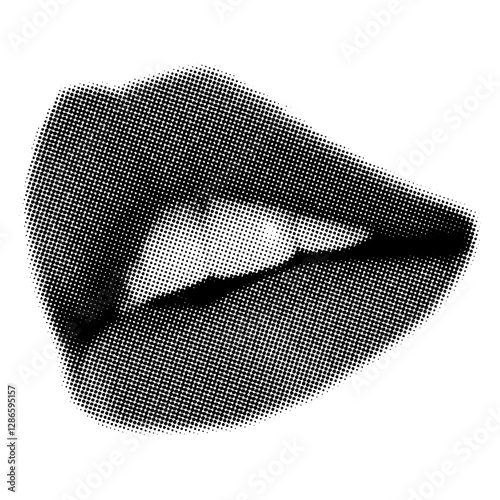 Beauty woman lips in retro halftone style