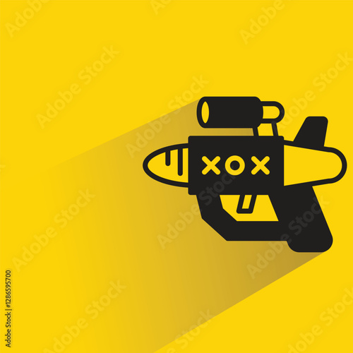 futuristic blaster gun on yellow background