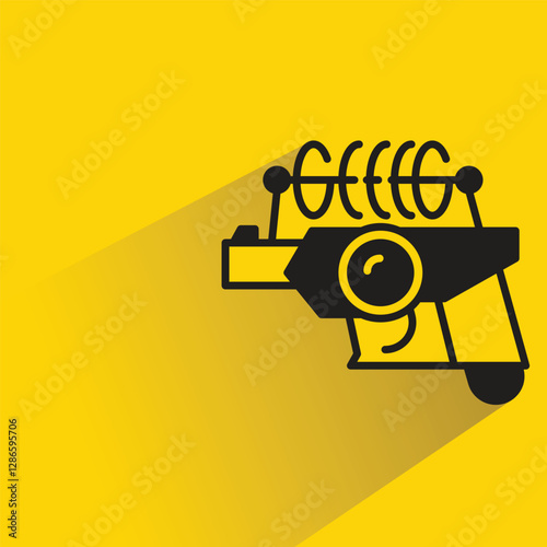 futuristic blaster gun on yellow background