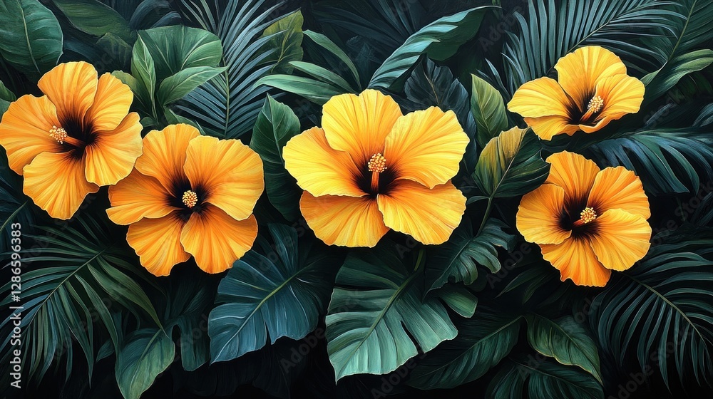 custom made wallpaper toronto digitalTropical Hibiscus Floral Arrangement