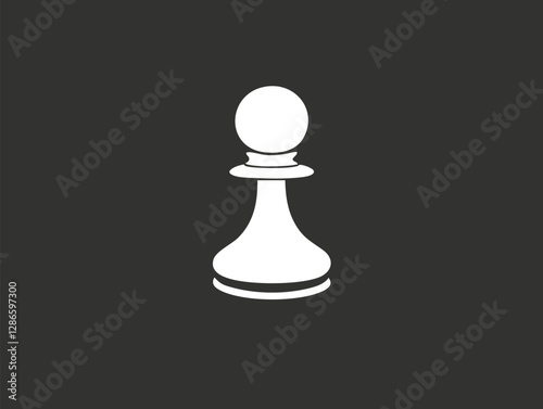 Minimalist black and white chess pawn icon on a dark background.