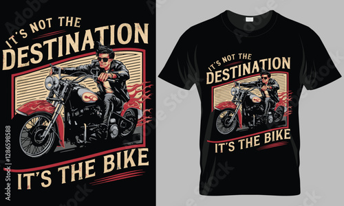 IT'S NOT THE DESTINATION ITS THE BIKE - Motorcycle typography vector T-shirt design. 
motivational and inscription quotes.
perfect for print item and bags, posters, cards. 
isolated on black backgroun