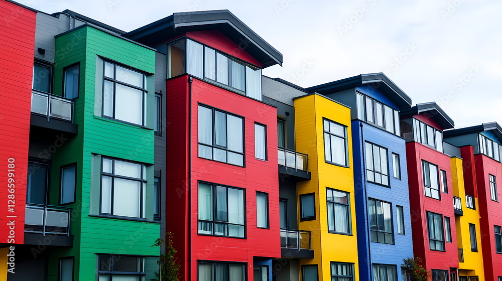 Fototapeta premium Colorful residential buildings showing modern architecture