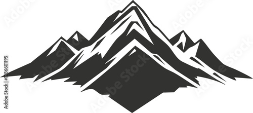 Black and white mountain silhouette illustration, representing nature and adventure.