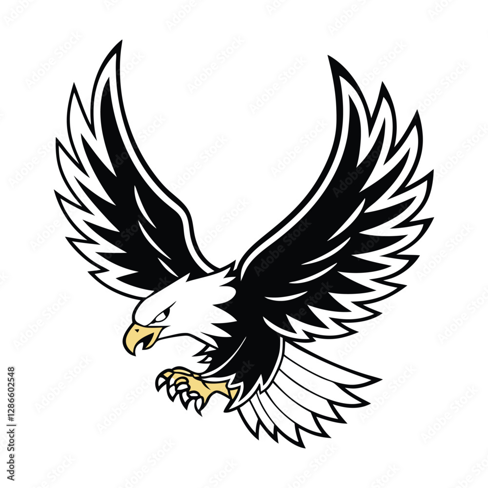 Fototapeta premium ⚫ Modern Bald Eagle Line Art | Vector Illustration ✍️
