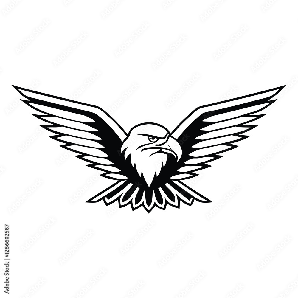 Fototapeta premium ⚫ Modern Bald Eagle Line Art | Vector Illustration ✍️