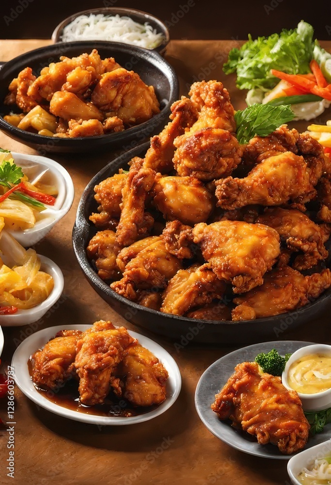 A plate of crispy, golden-brown fried chicken drumsticks served hot with a crunchy texture. Perfect for food advertisements, restaurant promotions, or comfort food concepts. A plate of crispy, golden-brown fried chicken drumsticks served hot with a crunchy texture. Perfect for food advertisements, restaurant promotions, or comfort food concepts.