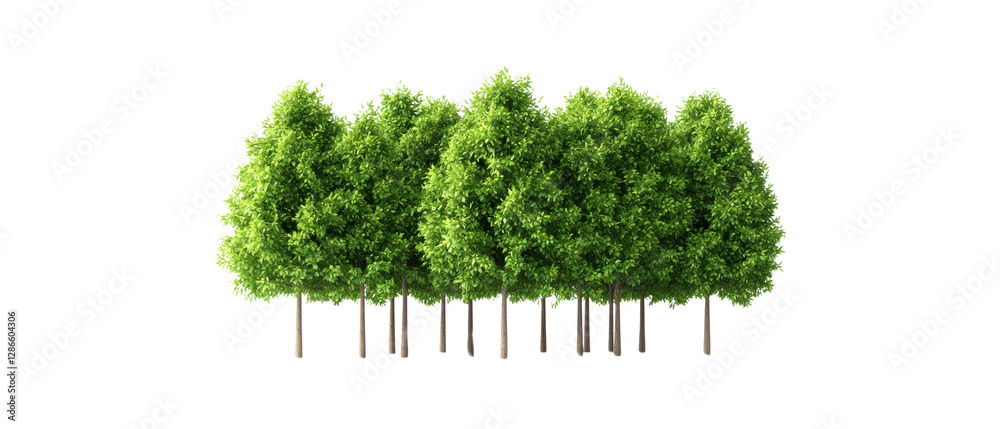 Fototapeta premium A cluster of lush green trees stands together, showcasing vibrant foliage and sturdy trunks.