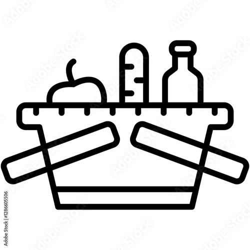 Food Basket for Charity Line Icon