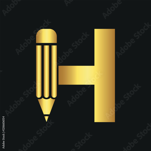 Initial Pencil Logo combine with letter H vector template