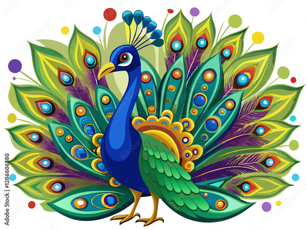 Fototapeta premium vector of Peacock with open wings