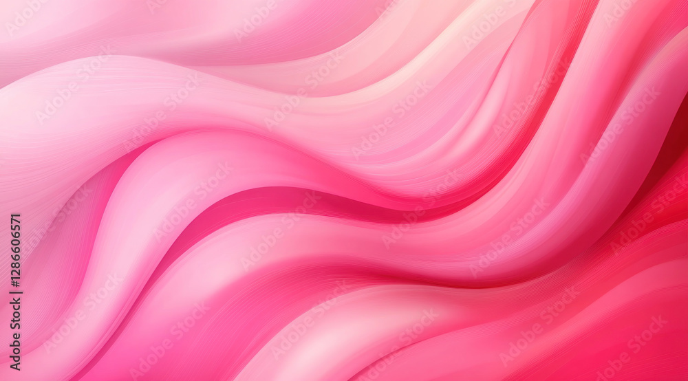 Obraz premium Pink gradient abstract background with flowing wave patterns creating soothing and elegant design. soft transitions between shades of pink add depth and movement to image