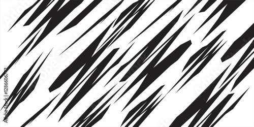 Abstract black and white background with spikes and zigzag line pattern