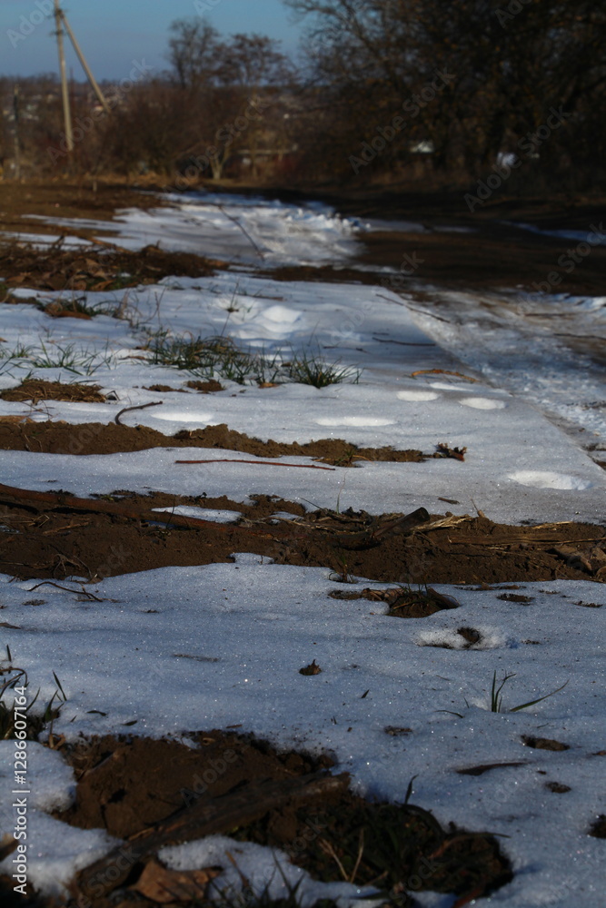 A river with snow on the ground A river with snow on the ground