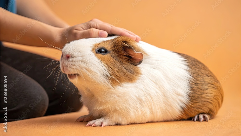 Obraz premium Close-up of a guinea pig being gently petted