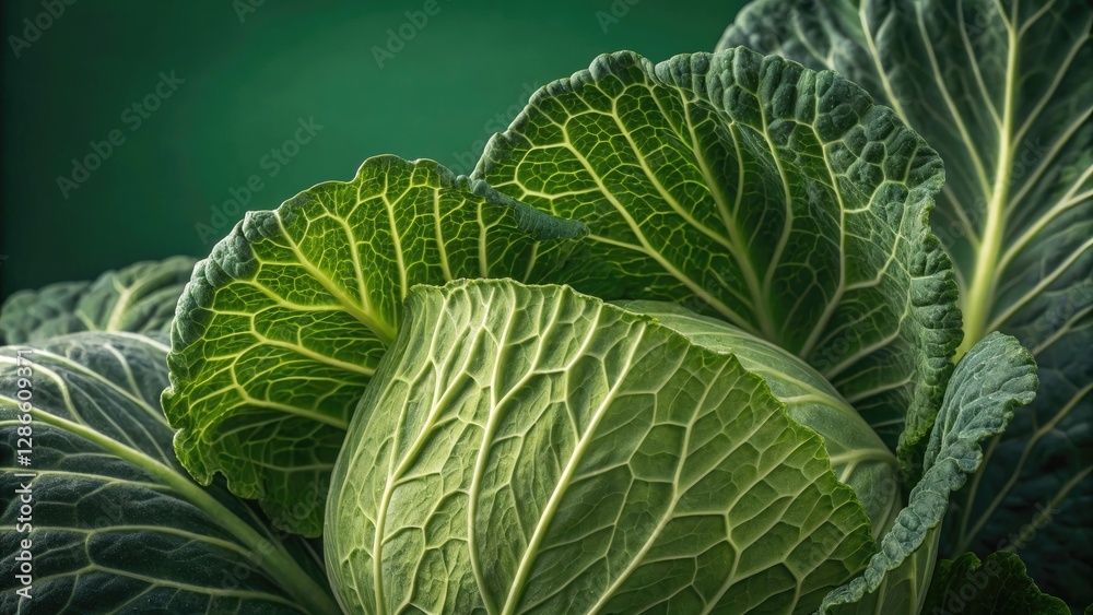 Close-up of vibrant green cabbage leaves Close-up of vibrant green cabbage leaves