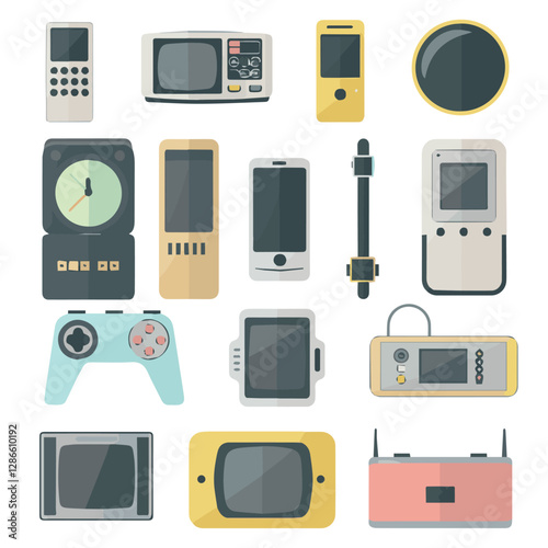 gadget, device, technology, background, modern, digital, vector, 3d, illustration, phone, electronic, mobile, headphones, wireless, equipment, headphone, headset, computer, design, object, hardware, s