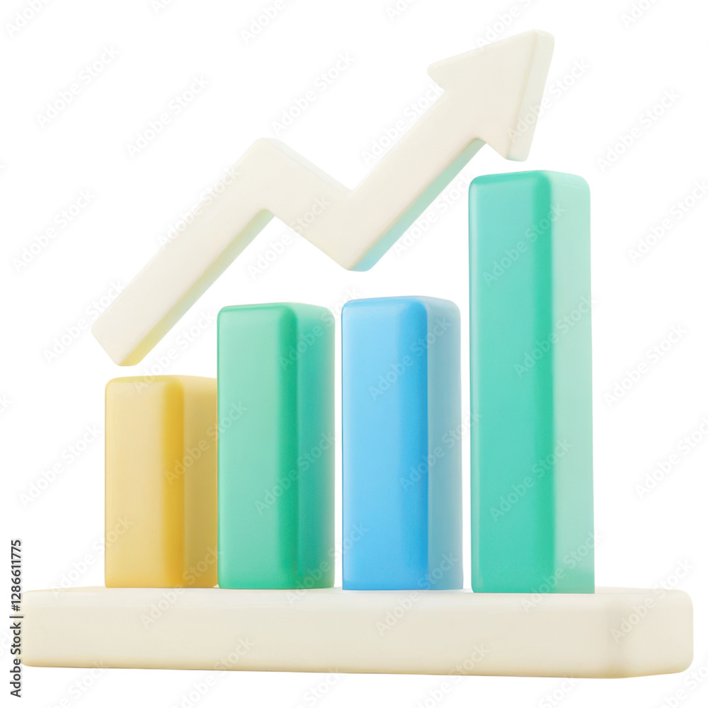 Finance business concept, Rising bar chart symbolizing financial growth and success Clipart Photo isolated on transparency background Finance business concept, Rising bar chart symbolizing financial growth and success Clipart Photo isolated on transparency background