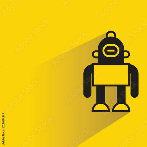 robot character with shadow on yellow background
