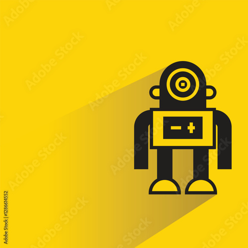 robot character with shadow on yellow background