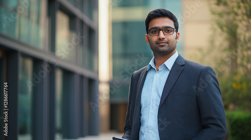 Businessman smiled as he worked, showing his professionalism and leadership, inspiring his employees towards success in the business. man, business, professional, businessman, young, success, employee