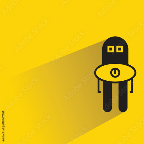 robot character with shadow on yellow background