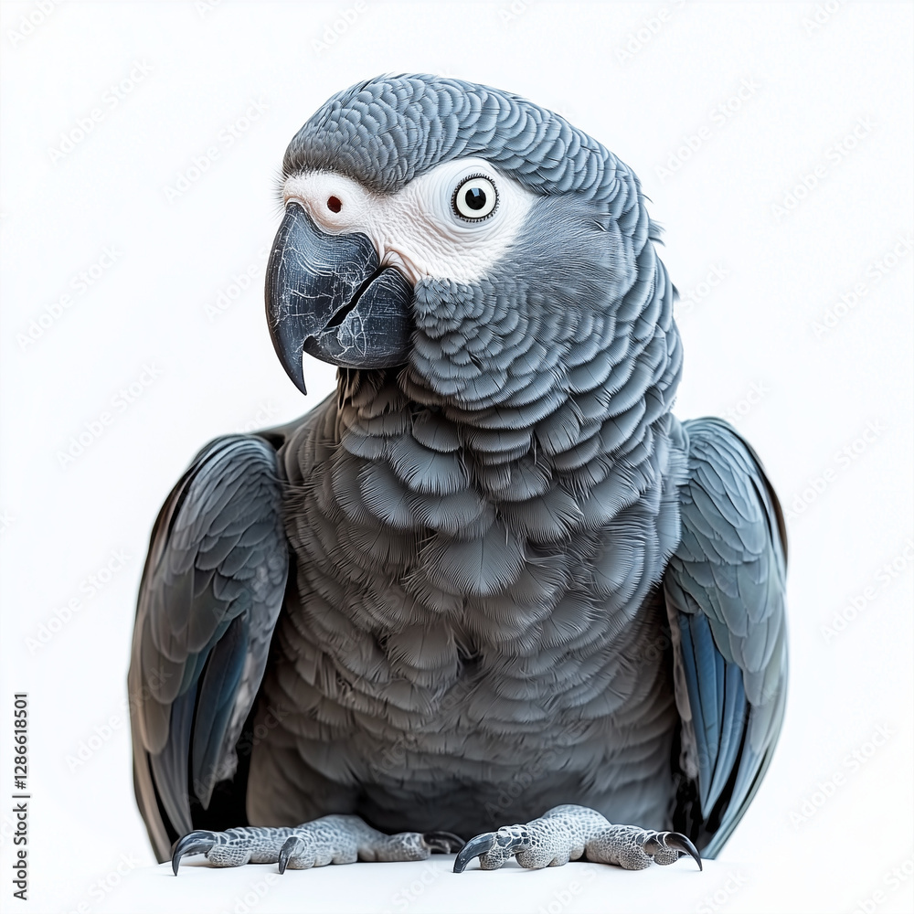 Fototapeta premium African Grey Parrot Isolated on White Background