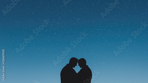 Wallpaper Mural Couple silhouetted against night sky, romantic embrace, stars, love Torontodigital.ca