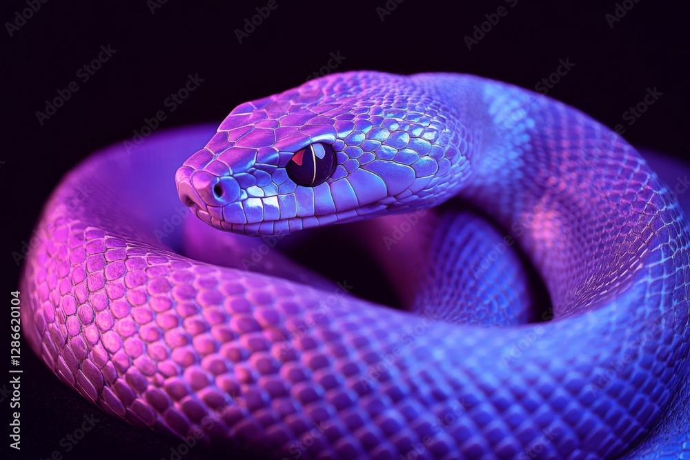 Fototapeta premium Captivating Coiled Snake Photography Professional Studio Setting Dramatic Lighting Close-Up View Artistic Concept